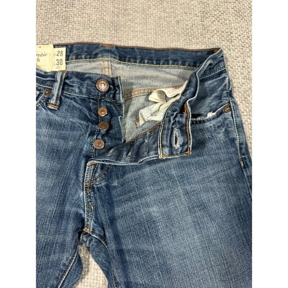 Abercrombie & Fitch Jeans Mens 28x31 Blue Remsen Low Rise Slim Straight Read - Picture 5 of 16